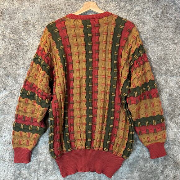 Vintage Weathervane 3D Knit Stripe Sweater L Large Men's Cosby Coogi Style - Picture 2 of 7